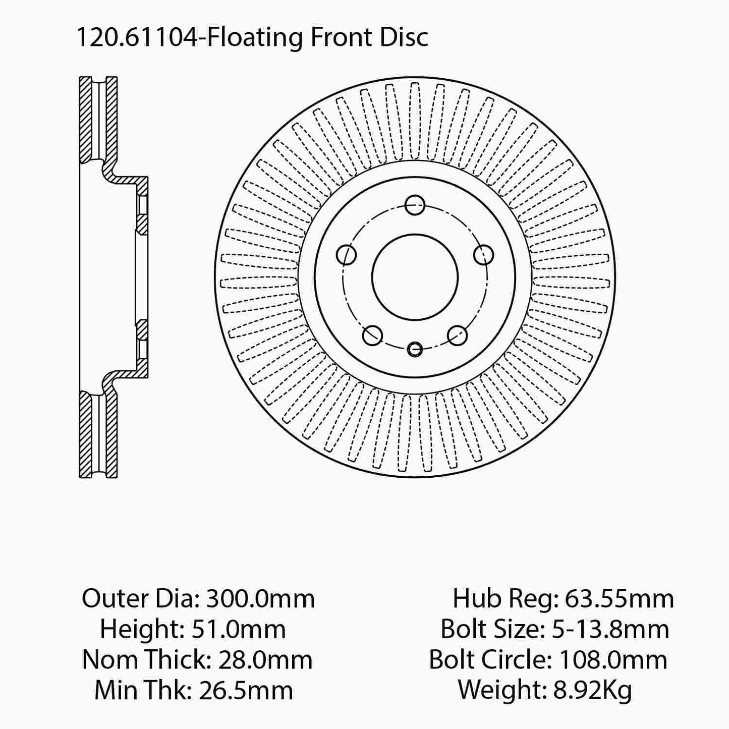 Stoptech Centric 13-17 Ford Fusion Front Premium Rotor 120.61104