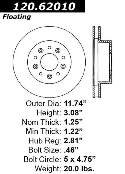 Stoptech Centric Performance Brake Rotor 120.62010