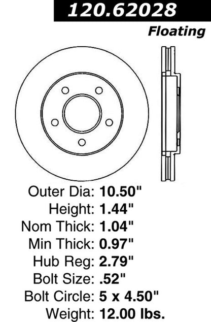 Stoptech Centric Performance Brake Rotor 120.62028
