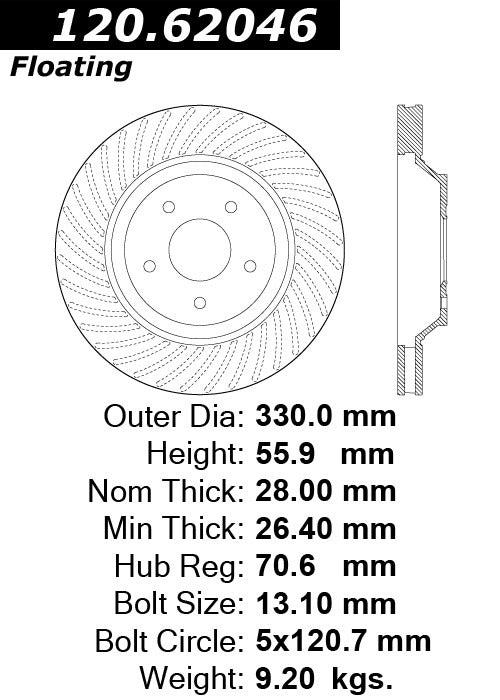 Stoptech Centric Performance Brake Rotor 120.62046