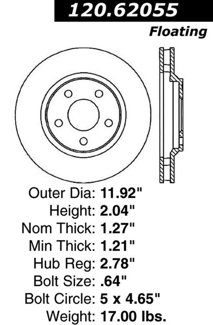 Stoptech Centric Performance Brake Rotor 120.62055