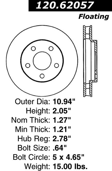Stoptech Centric Performance Brake Rotor 120.62057