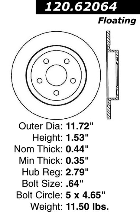 Stoptech Centric Performance Brake Rotor 120.62064