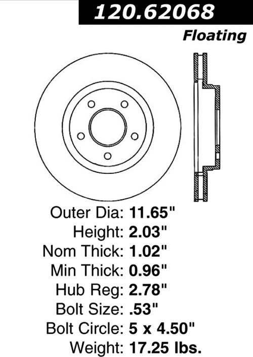 Stoptech Centric Performance Brake Rotor 120.62068