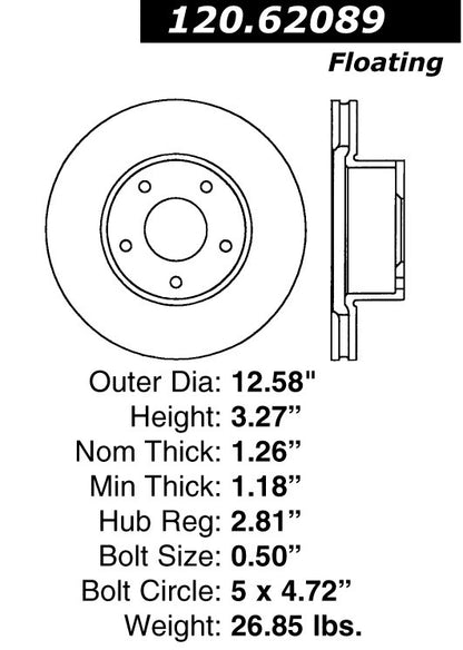 Centric Parts Disc Brake Rotor Premium E-Coat 120.62089