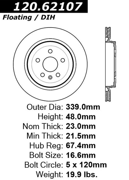 Stoptech Centric Performance Brake Rotor 120.62107
