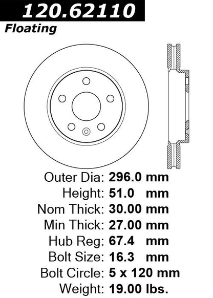 Stoptech Centric Performance Brake Rotor 120.62110