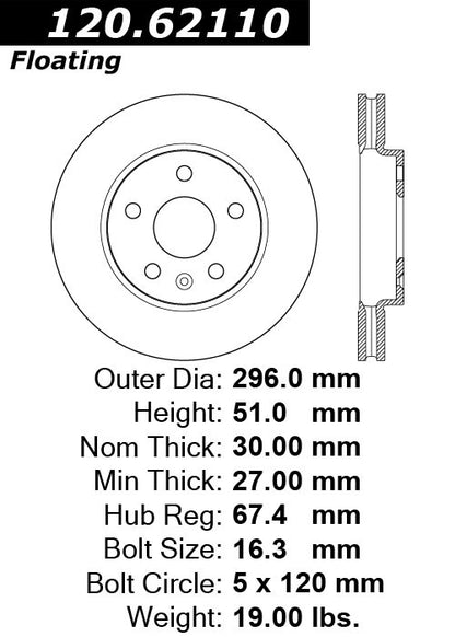 Stoptech Centric Performance Brake Rotor 120.62110