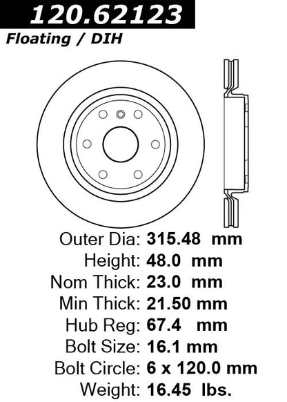 Stoptech Centric Performance Brake Rotor 120.62123