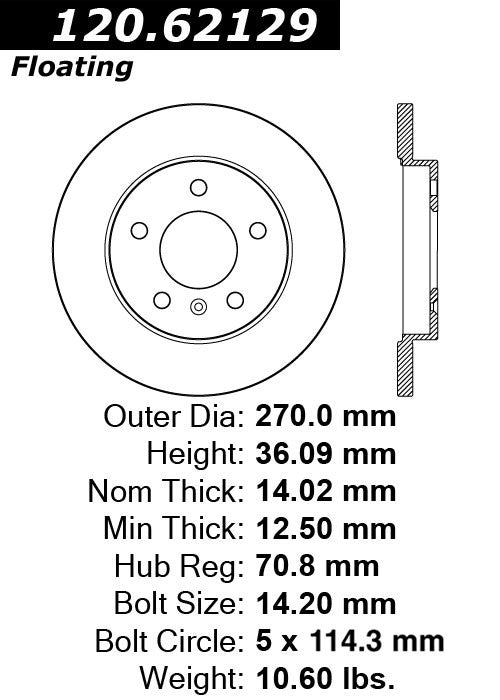 Stoptech Centric Performance Brake Rotor 120.62129