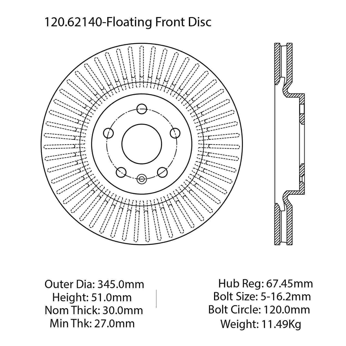 Centric Parts Disc Brake Rotor Premium with E-Coat anti-corrosive 120.62140
