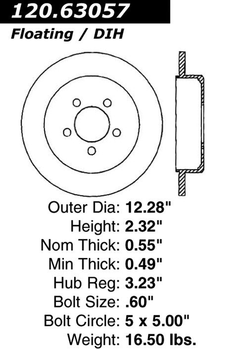 Centric Parts Disc Brake Rotor Premium with E-Coat 120.63057