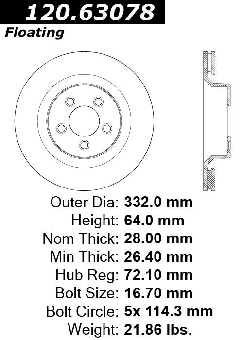 Stoptech Centric Performance Brake Rotor 120.63078
