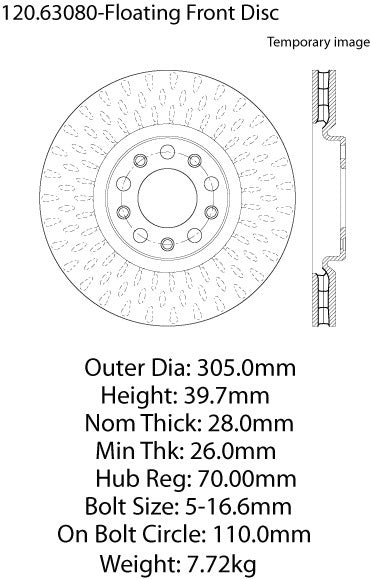Stoptech Centric Performance Brake Rotor 120.63080