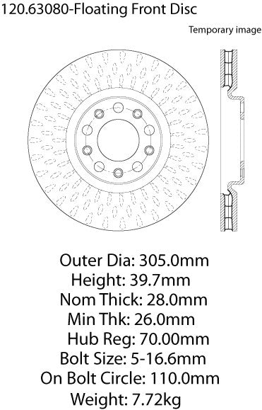 Stoptech Centric Performance Brake Rotor 120.63080