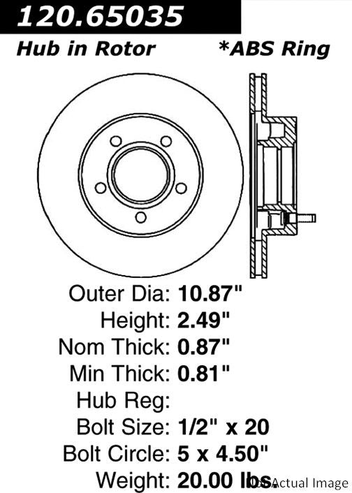 Centric Parts Disc Brake Rotor and Hub Assembly 120.65035