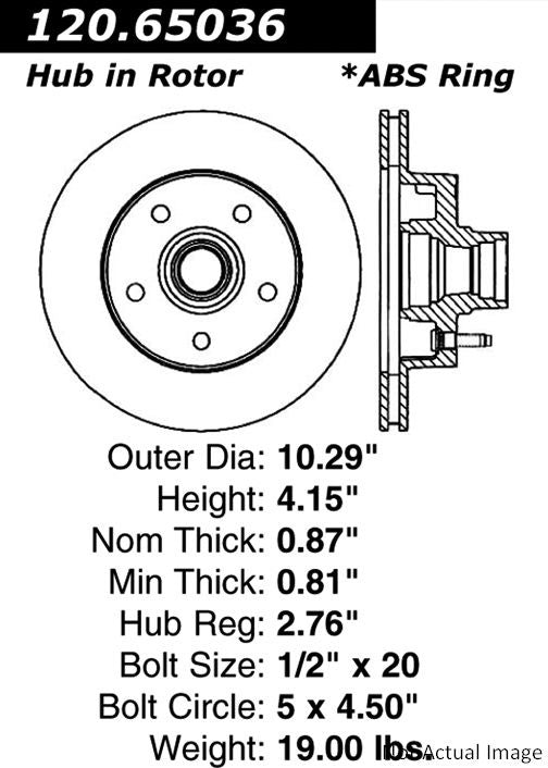 Centric Parts Disc Brake Rotor and Hub Assembly 120.65036
