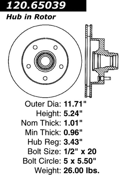 Stoptech Centric Performance Brake Rotor 120.65039