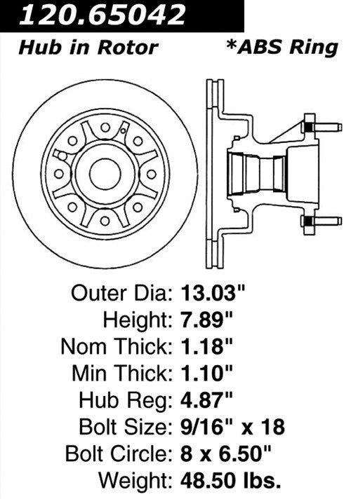 Centric Parts Disc Brake Rotor Premium E-Coat 120.65042
