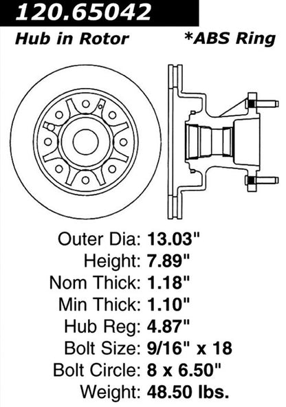 Centric Parts Disc Brake Rotor Premium E-Coat 120.65042