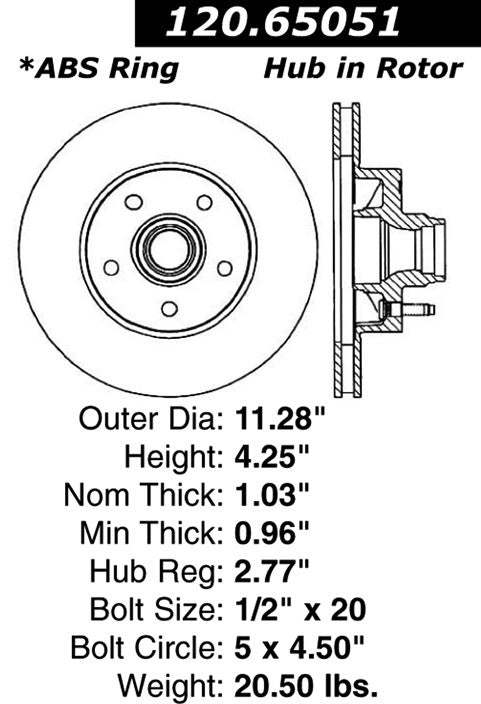 Stoptech Centric Performance Brake Rotor 120.65051