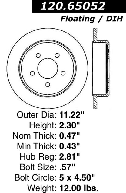 Centric Parts Disc Brake Rotor Premium with E-Coat 120.65052