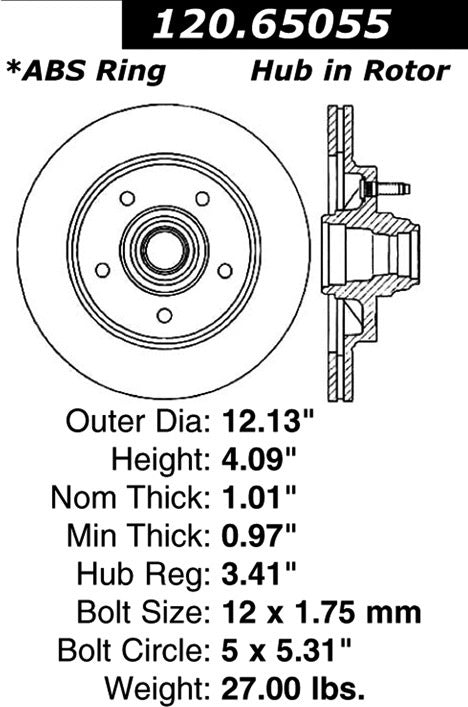 Stoptech Centric Performance Brake Rotor 120.65055