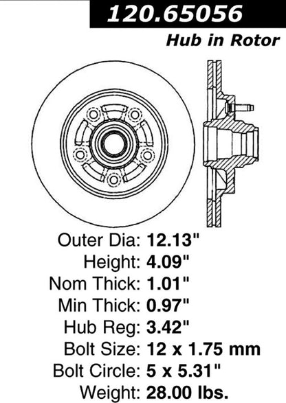 Centric Parts Disc Brake Rotor Premium E-Coat 120.65056