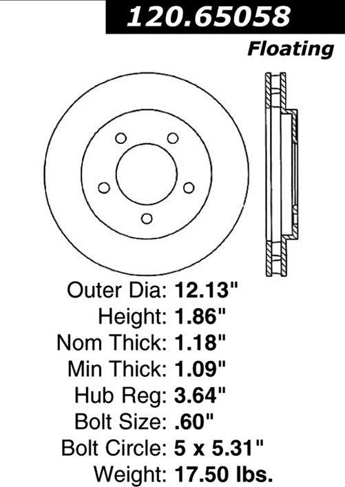 Centric Parts Disc Brake Rotor Premium E-Coat 120.65058