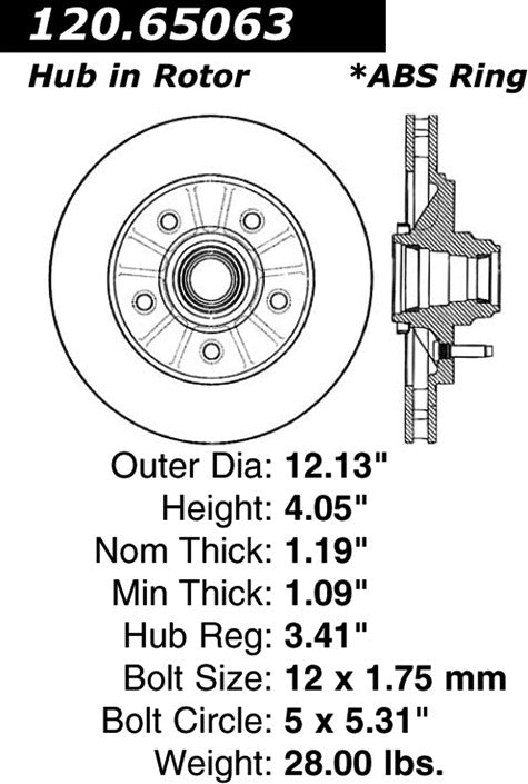 Stoptech Centric Performance Brake Rotor 120.65063
