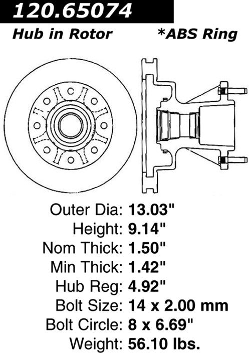 Stoptech Centric Performance Brake Rotor 120.65074