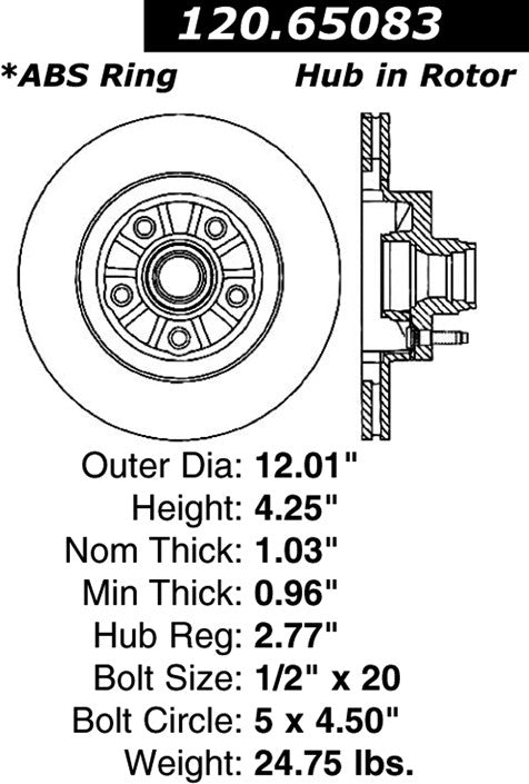 Stoptech Centric Performance Brake Rotor 120.65083