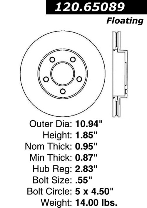 Stoptech Centric Performance Brake Rotor 120.65089