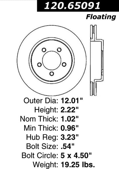 Centric Parts Disc Brake Rotor Premium with E-Coat anti-corrosive 120.65091