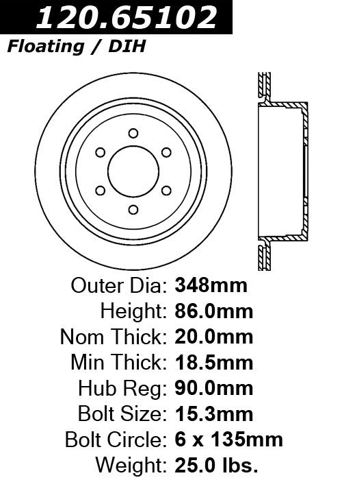Stoptech Centric Performance Brake Rotor 120.65102