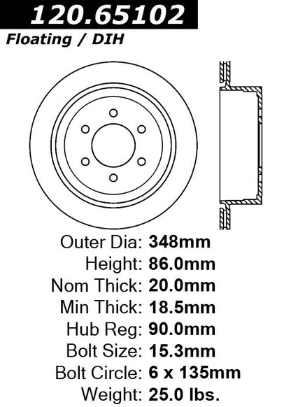 Stoptech Centric Performance Brake Rotor 120.65102