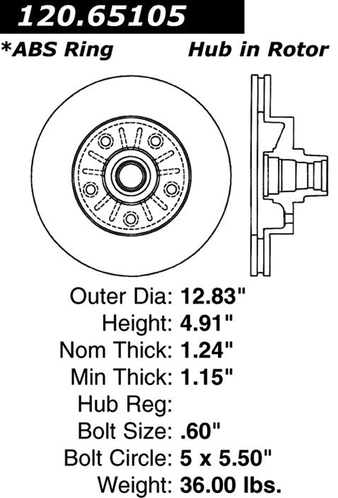 Stoptech Centric Performance Brake Rotor 120.65105