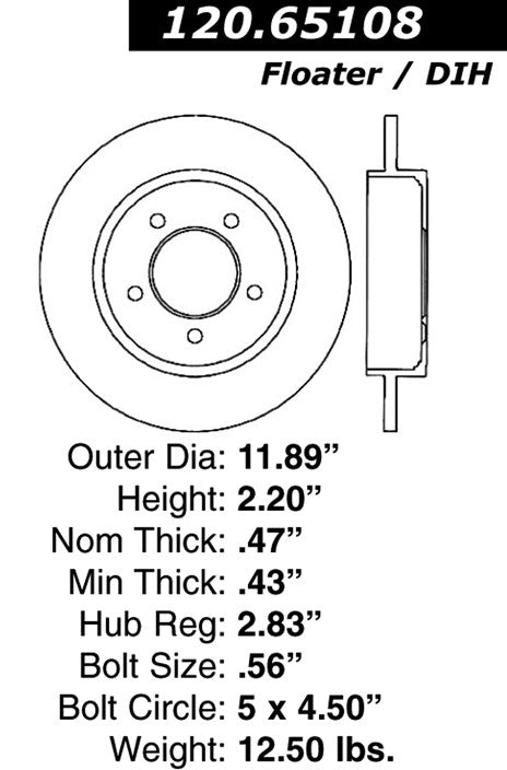 Stoptech Centric Performance Brake Rotor 120.65108