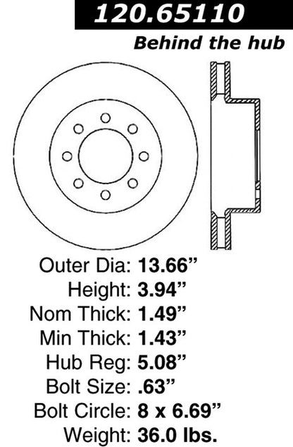 Stoptech Centric Performance Brake Rotor 120.65110