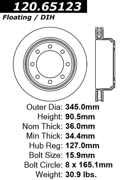 Stoptech Centric Performance Brake Rotor 120.65123