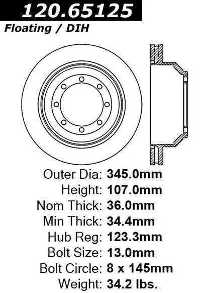 Stoptech Centric Performance Brake Rotor 120.65125