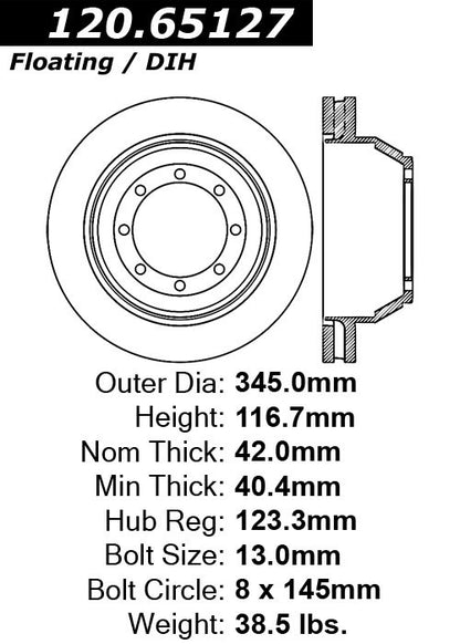 Stoptech Centric Performance Brake Rotor 120.65127