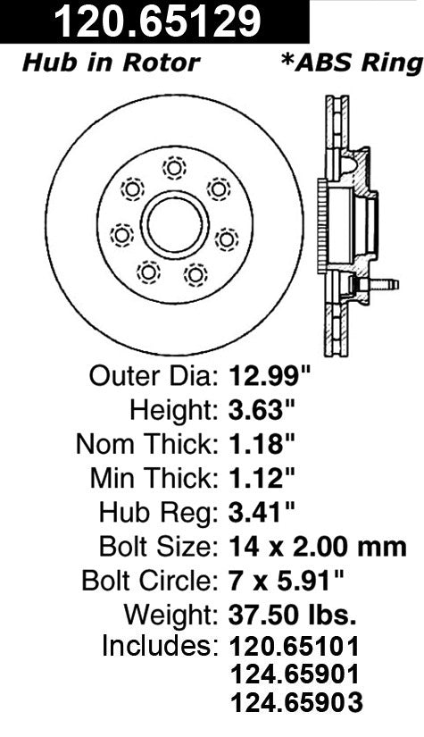 Stoptech Centric Performance Brake Rotor 120.65129