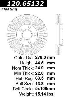 Stoptech Centric Performance Brake Rotor 120.65132