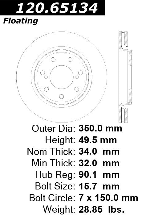 Stoptech Centric Performance Brake Rotor 120.65134
