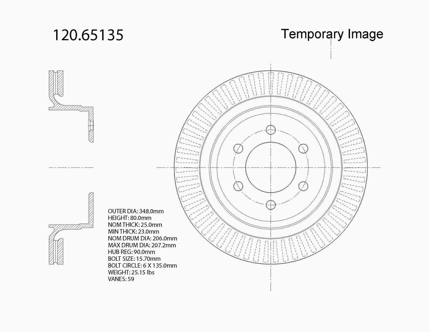 Centric Parts Disc Brake Rotor Premium with painted hat and edge for 2012-2020 Ford F-150 120.65135