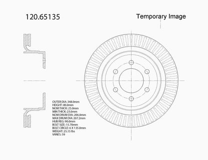 Centric Parts Disc Brake Rotor Premium with painted hat and edge for 2012-2020 Ford F-150 120.65135