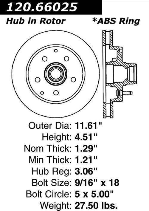 Stoptech Centric Performance Brake Rotor 120.66025