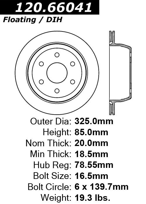Centric Parts Disc Brake Rotor Premium with Anti-corrosive paint for 2005-2003 Chevrolet Astro, 2002 Avalanche, 2006-1999 Silverado 120.66041