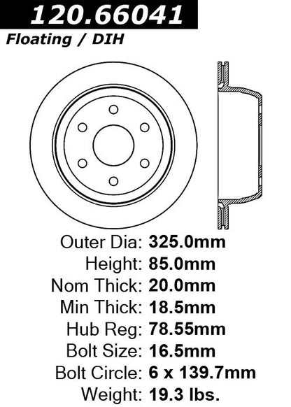 Centric Parts Disc Brake Rotor Premium with Anti-corrosive paint for 2005-2003 Chevrolet Astro, 2002 Avalanche, 2006-1999 Silverado 120.66041